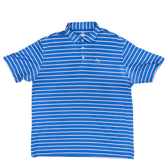 RHOBACK Mens XXL Blue Orange Stripe Golf Polo Shirt Performance Tech